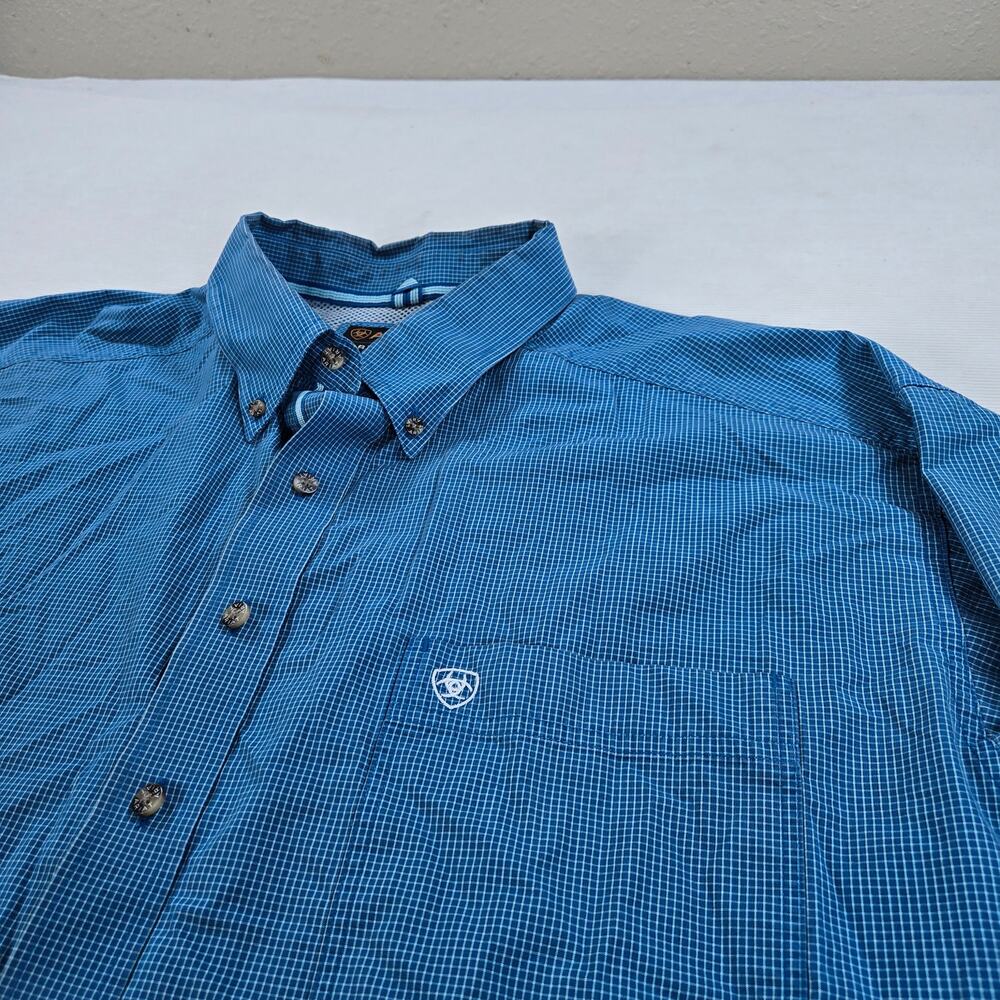 Ariat Pro Series Western Blue Plaid Long Sleeve Button Up Men's Size XXXL